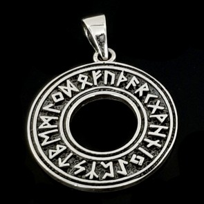 Runic fortune circle. Sterling silver pendant