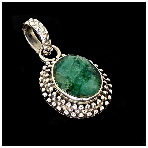 Emerald Pendant in Sterling Silver