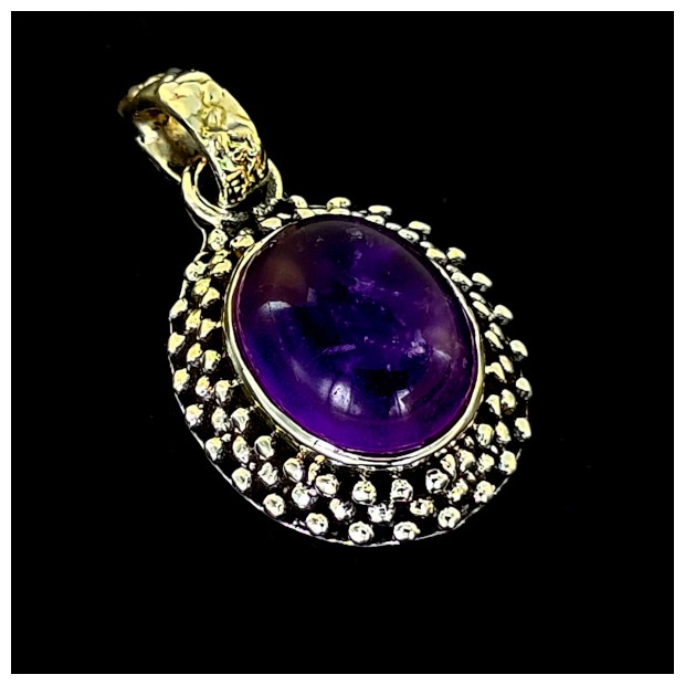 Amethyst pendant.  Sterling silver