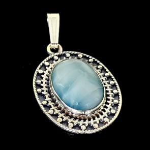 Larimar pendant. Mounted in silver