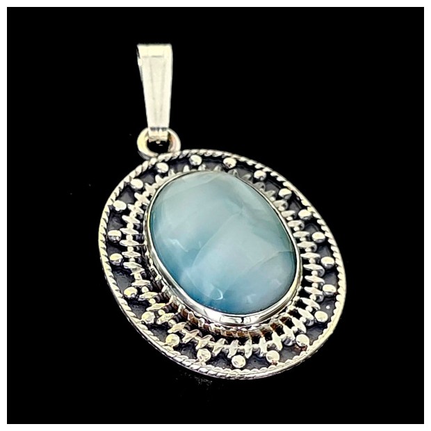 Larimar pendant. Mounted in silver