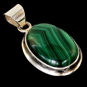 Malachite Pendant in Sterling silver