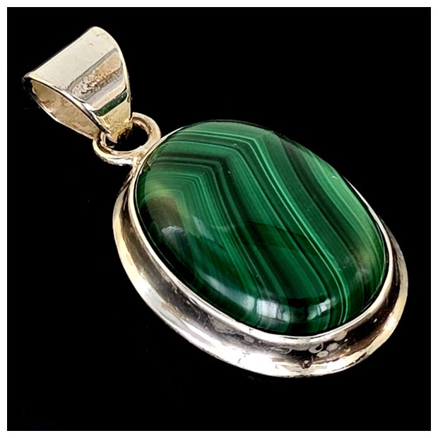 Malachite Pendant in Sterling silver