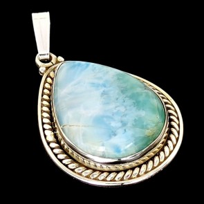 Larimar pendant. Mounted in silver