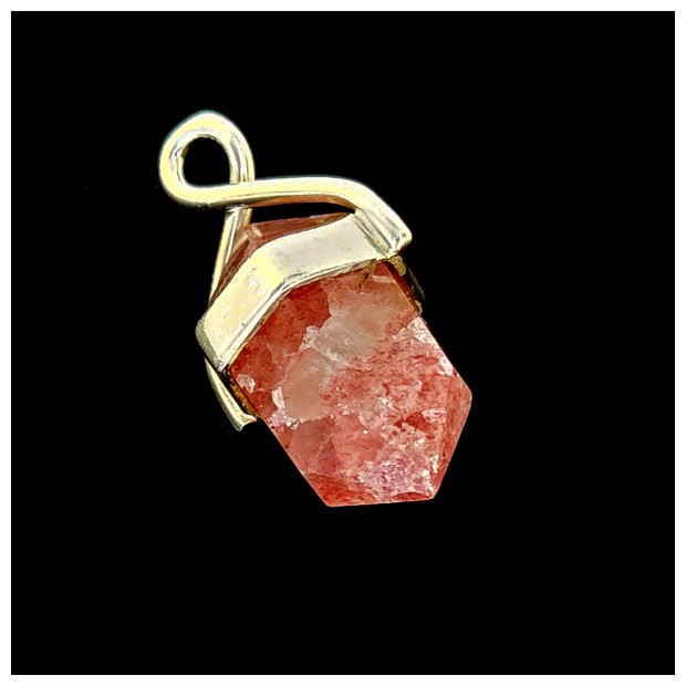 Cherry quartz pendant - Sterling Silver